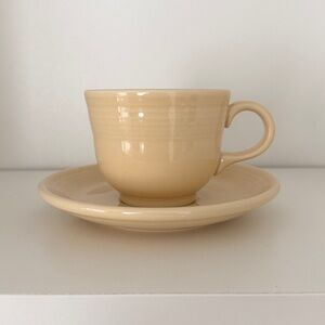 Fiesta Dishes FiestaWare Ivory Teacup Saucer Set - RETIRED Homer Laughlin Co
